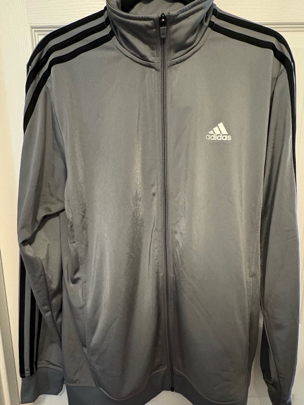 adidas Gray Lightweight Track Jacket with Black Stripes